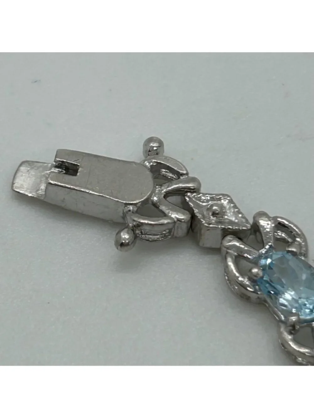 Sterling Silver Tennis Bracelet Blue Gemstones 6.5 